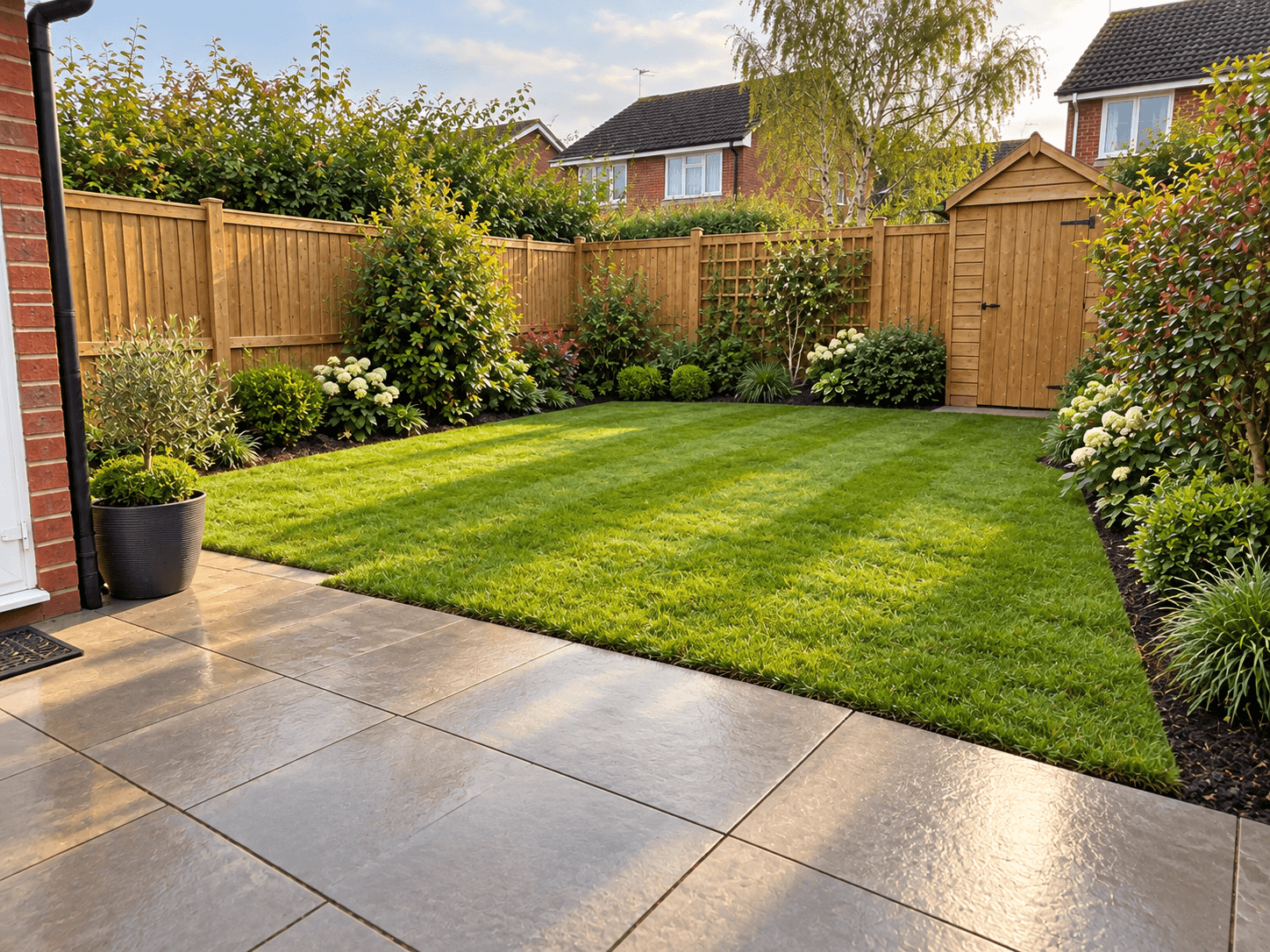 Restored garden and patio after clearance