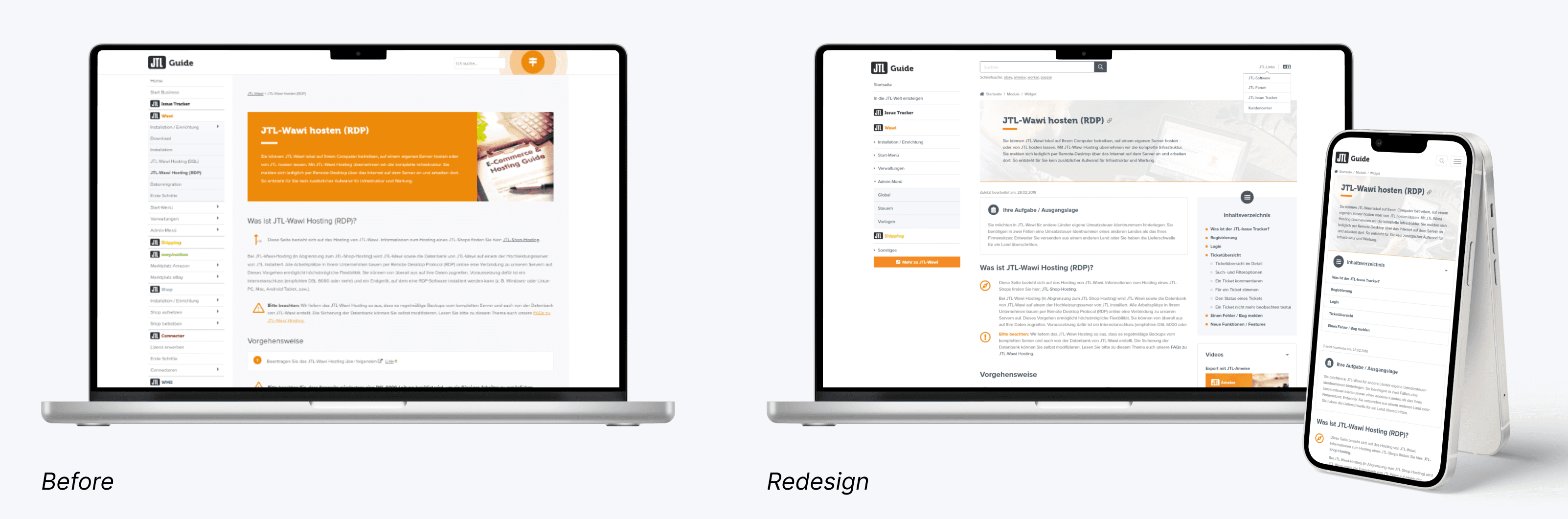Redesign JTL-Guide: Before and After