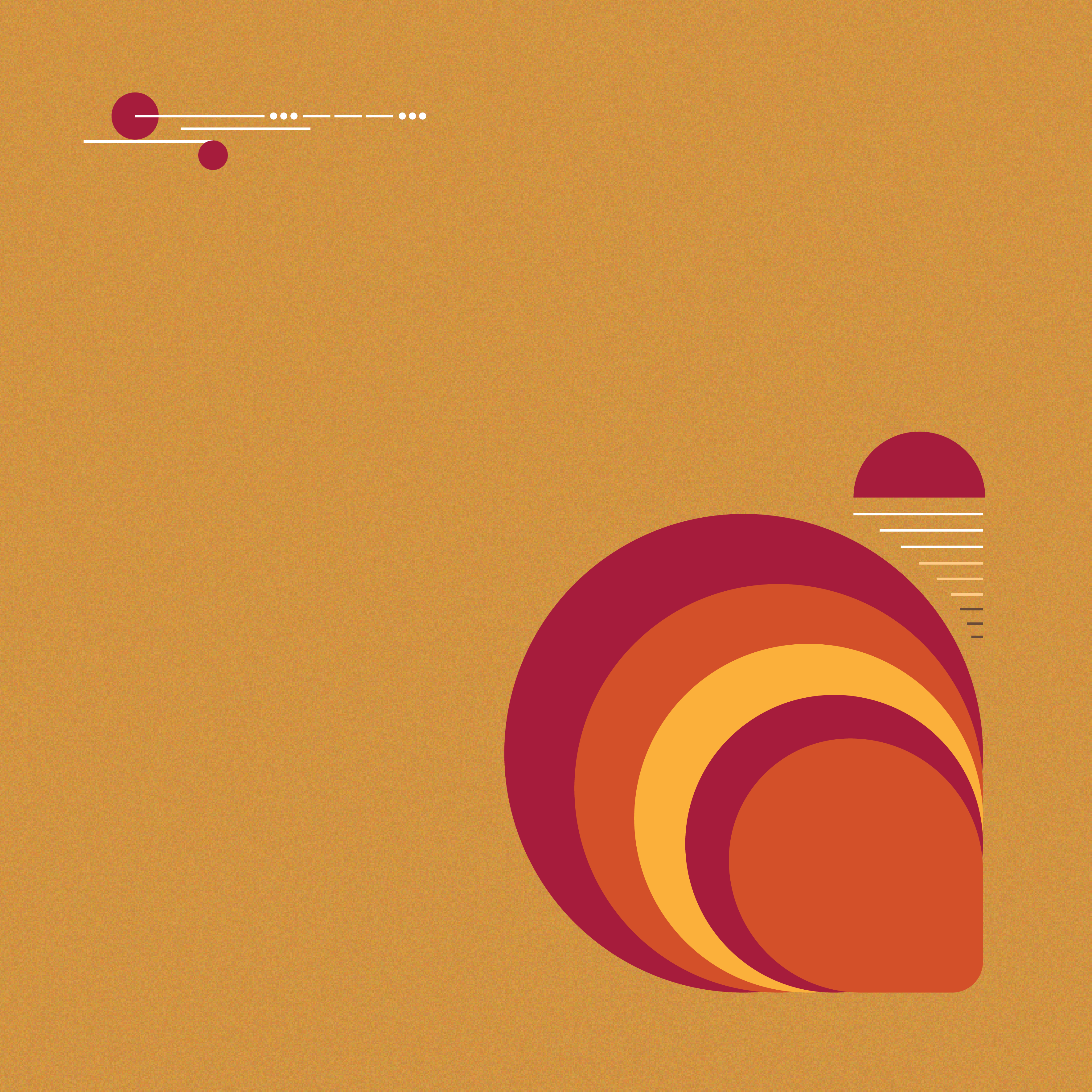 Graphic reinterpretation of a song using warm-colored circles and white lines reminiscent of 1970s design language.