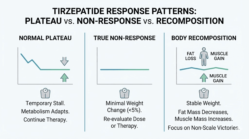 How to tell if tirzepatide plateau is normal or if medication stopped working