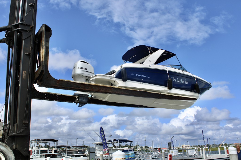 boat on forklift St. Augustine Shipyard