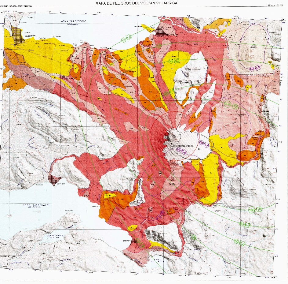 Mapa peligros Vn.Villarrica (Subdirección Naciona de Geología)