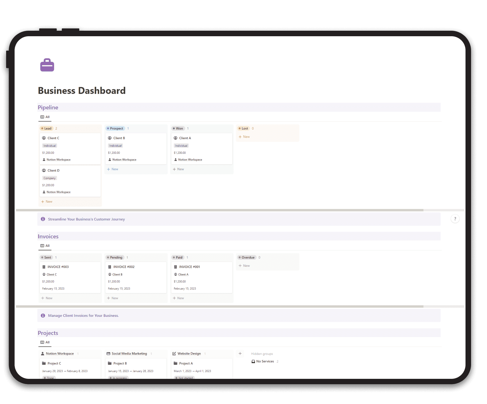 Business Dashboard - Notion Template