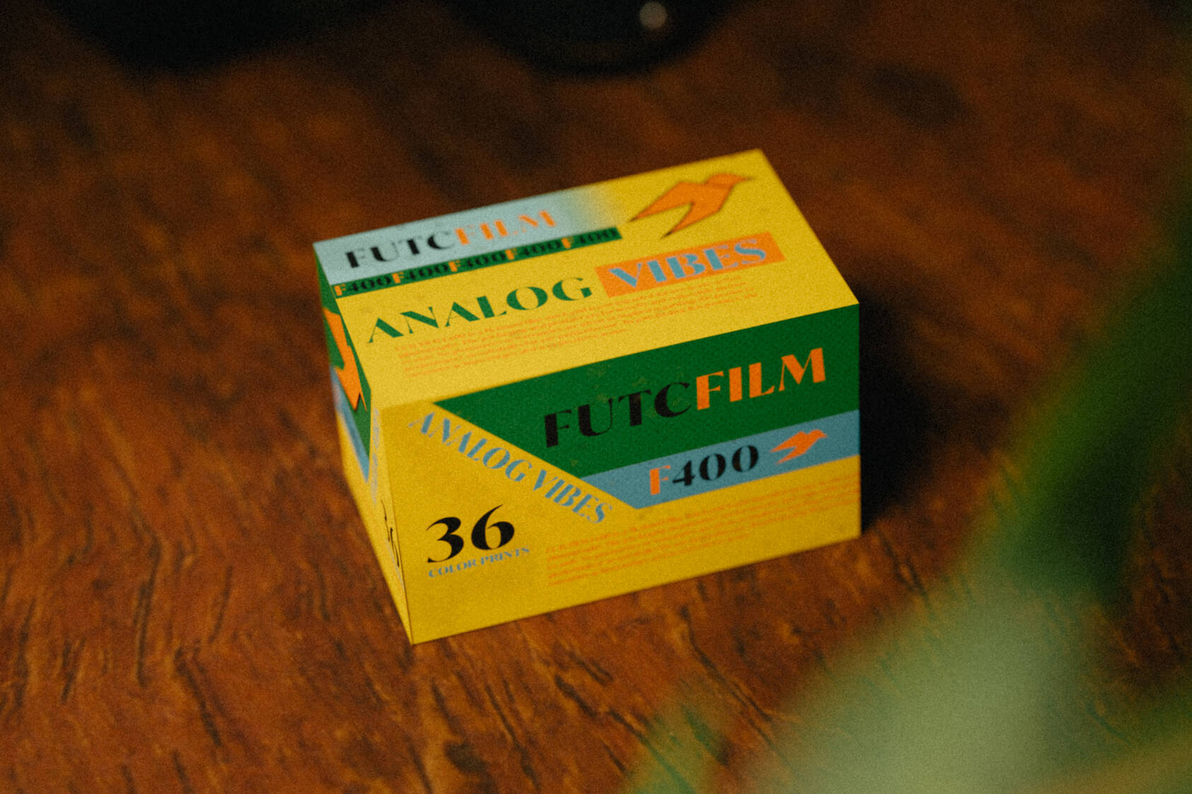 3d render of a 35mm film box with the analog vibes branding