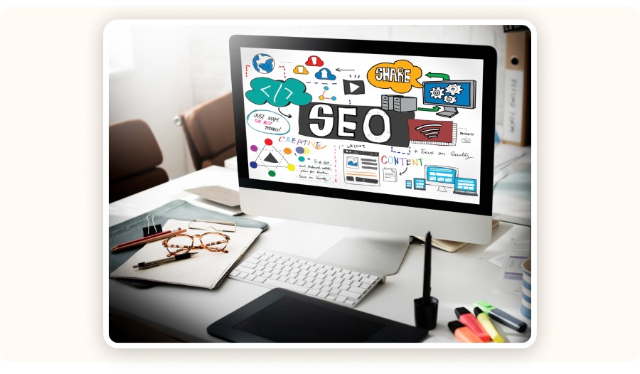 Computer displaying SEO-related elements