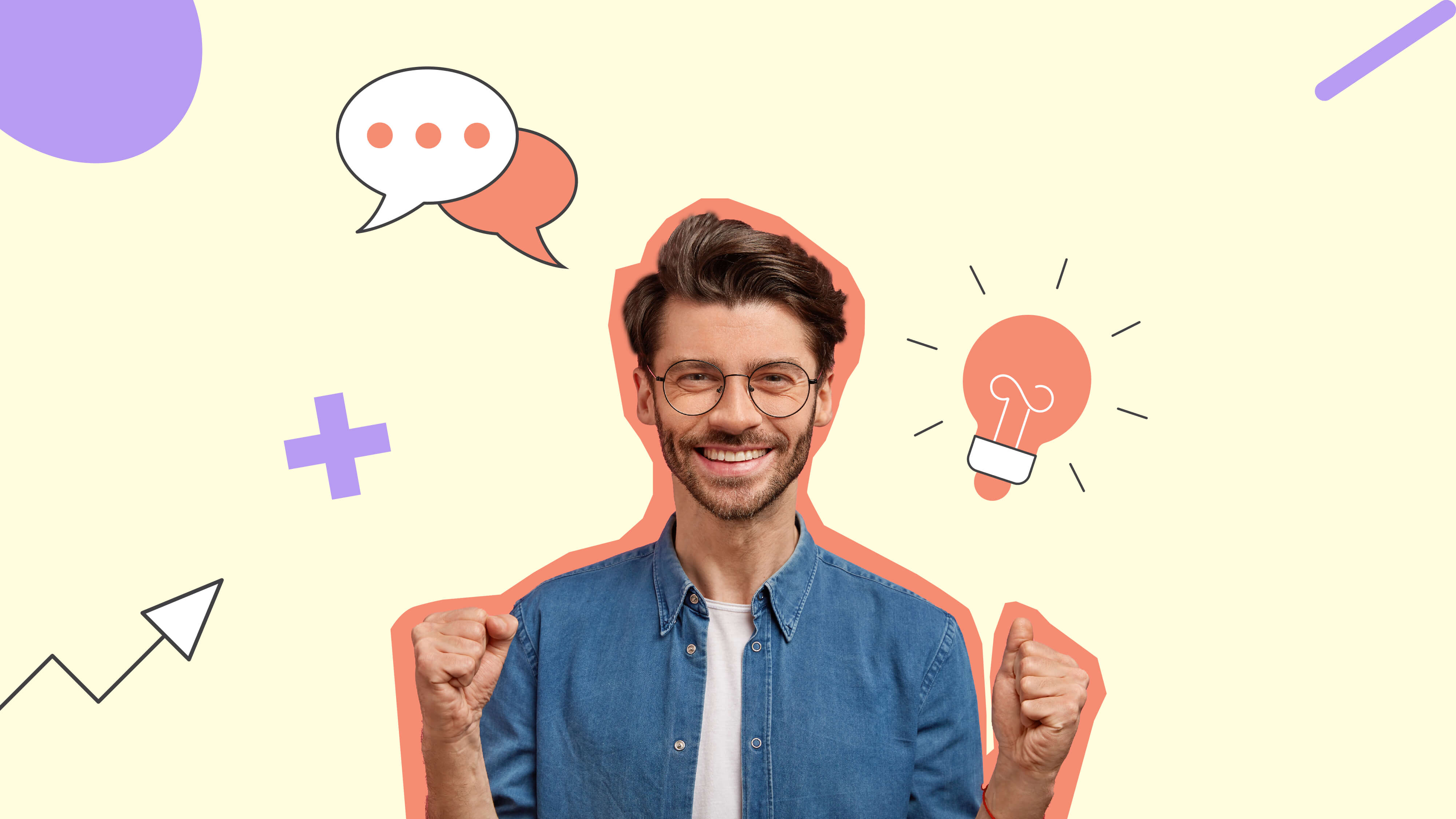 Man in blue shirt looking energetic