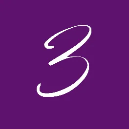 A stylized white number "3" on a purple background.