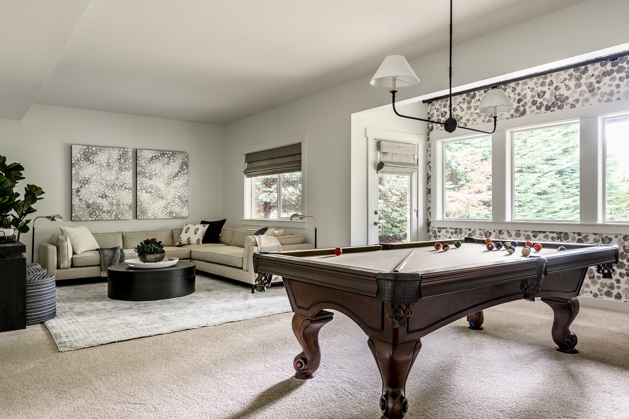 This Game room in West Lake Sammamish, Washington was designed by Elegant Simplicity Principal Designer, Sherri Monte.