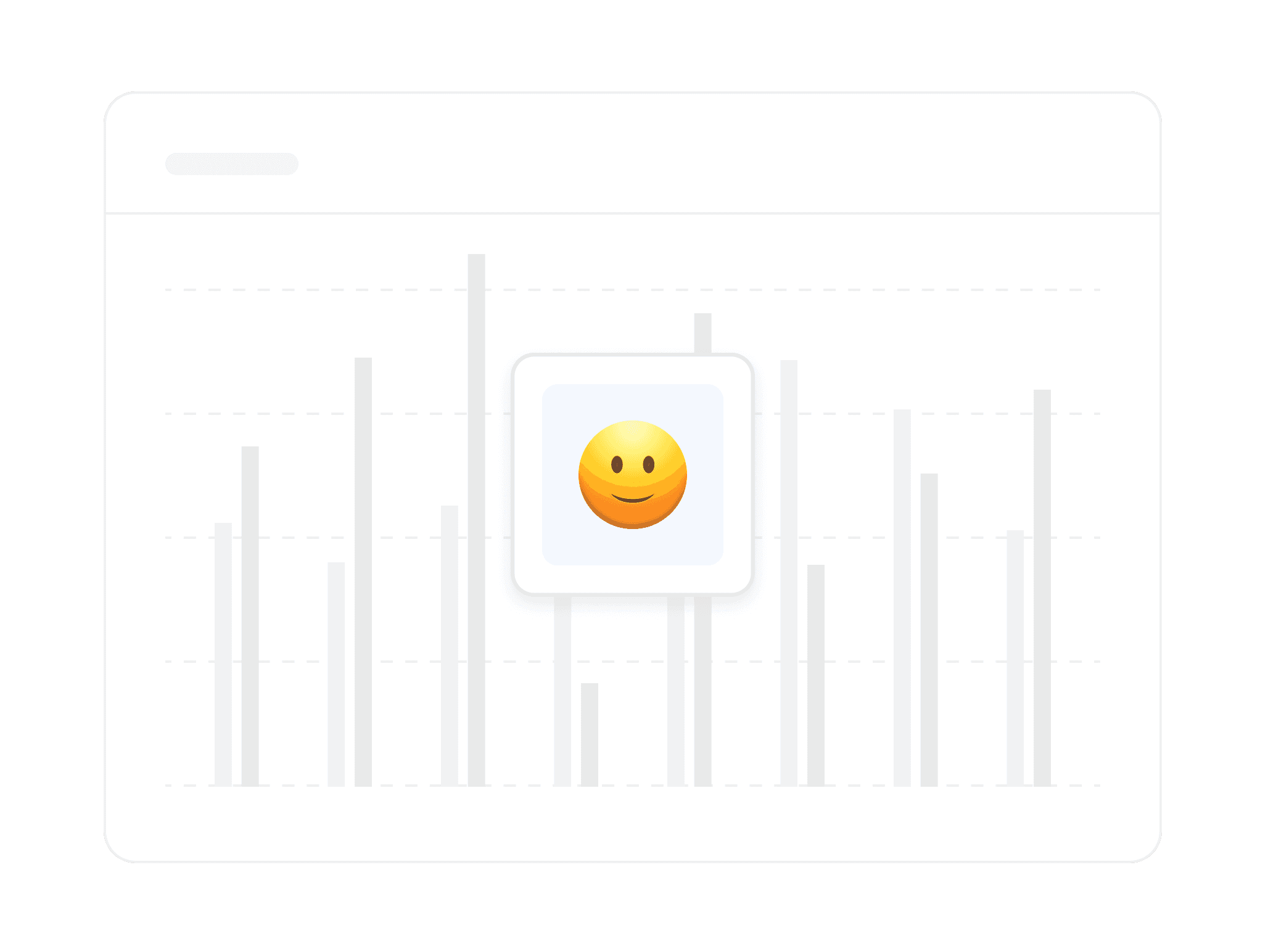 A cheerful smiley face sits atop a bar graph, representing an optimistic outlook on the data trends displayed below.
