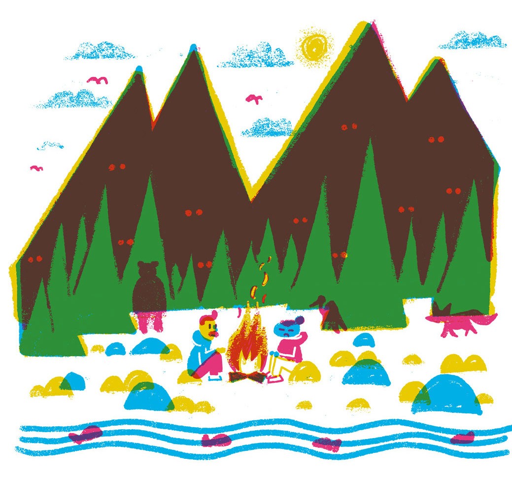 Calendar Illustration of July 2025 in a 3 colors.
The colors multiply to generate new colors.