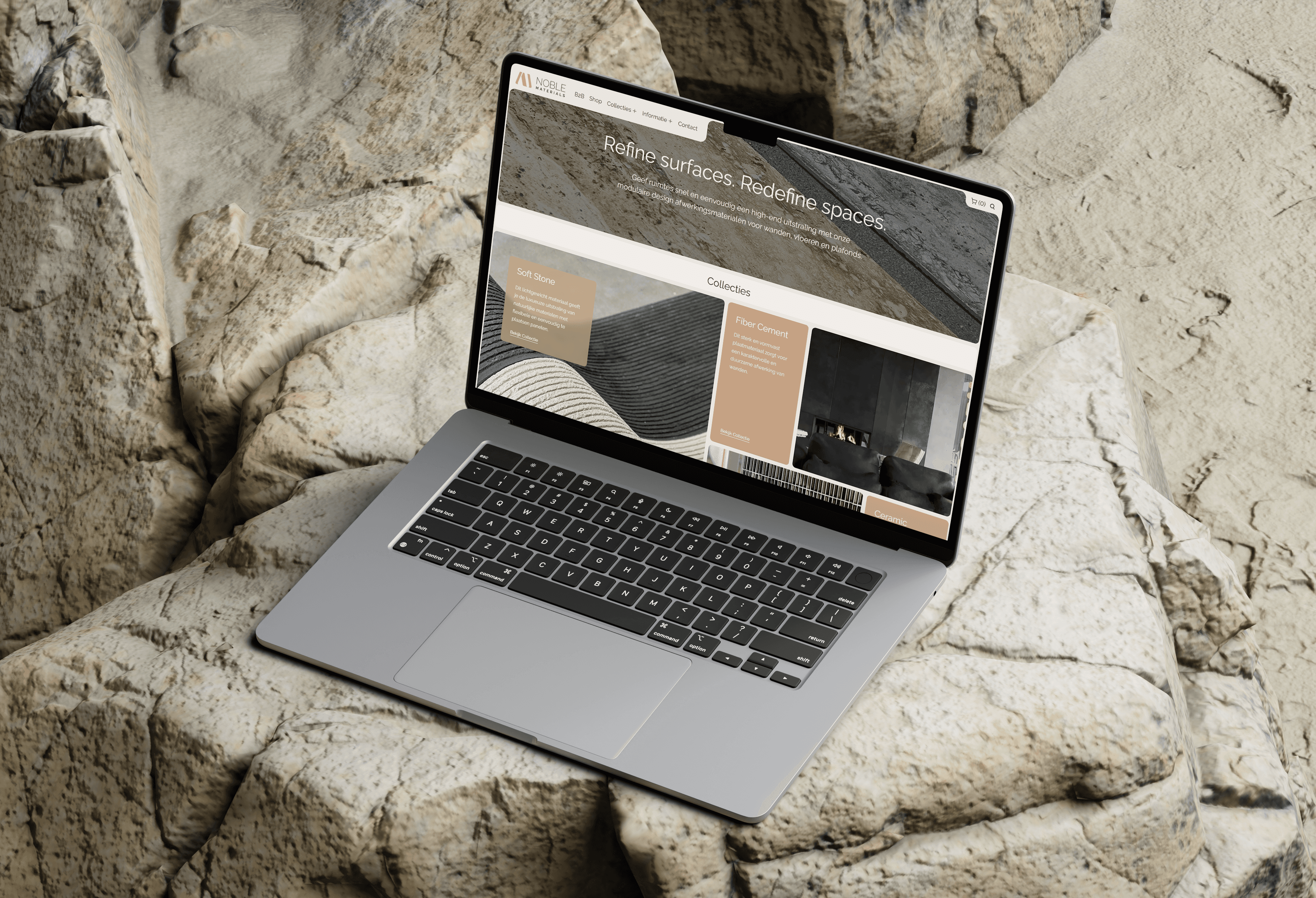 Een laptop toont het website development van efluo.