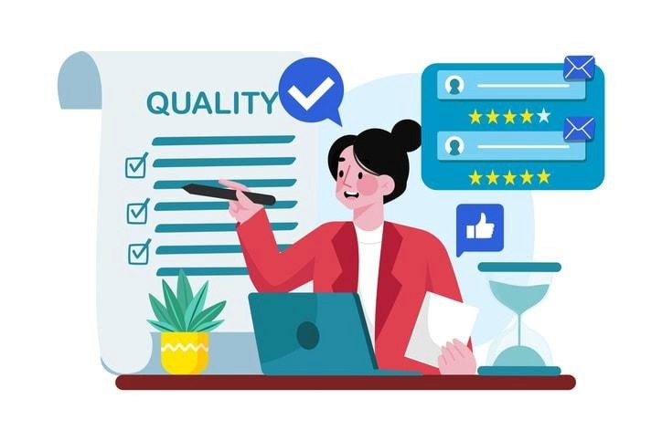 A comparative table illustrating the differences between quality assurance and quality control.