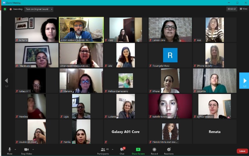 Videochamada com dezenas de participantes em atividade on-line do concurso Arte e Natureza