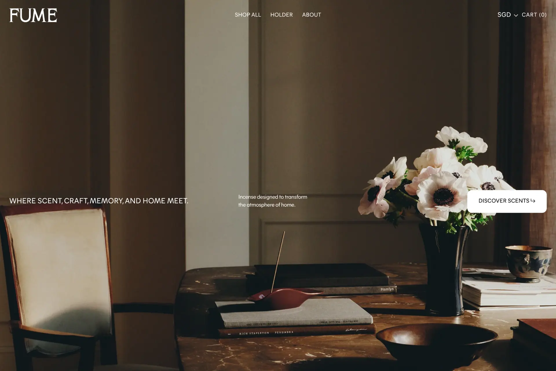 Screenshot of Fume website