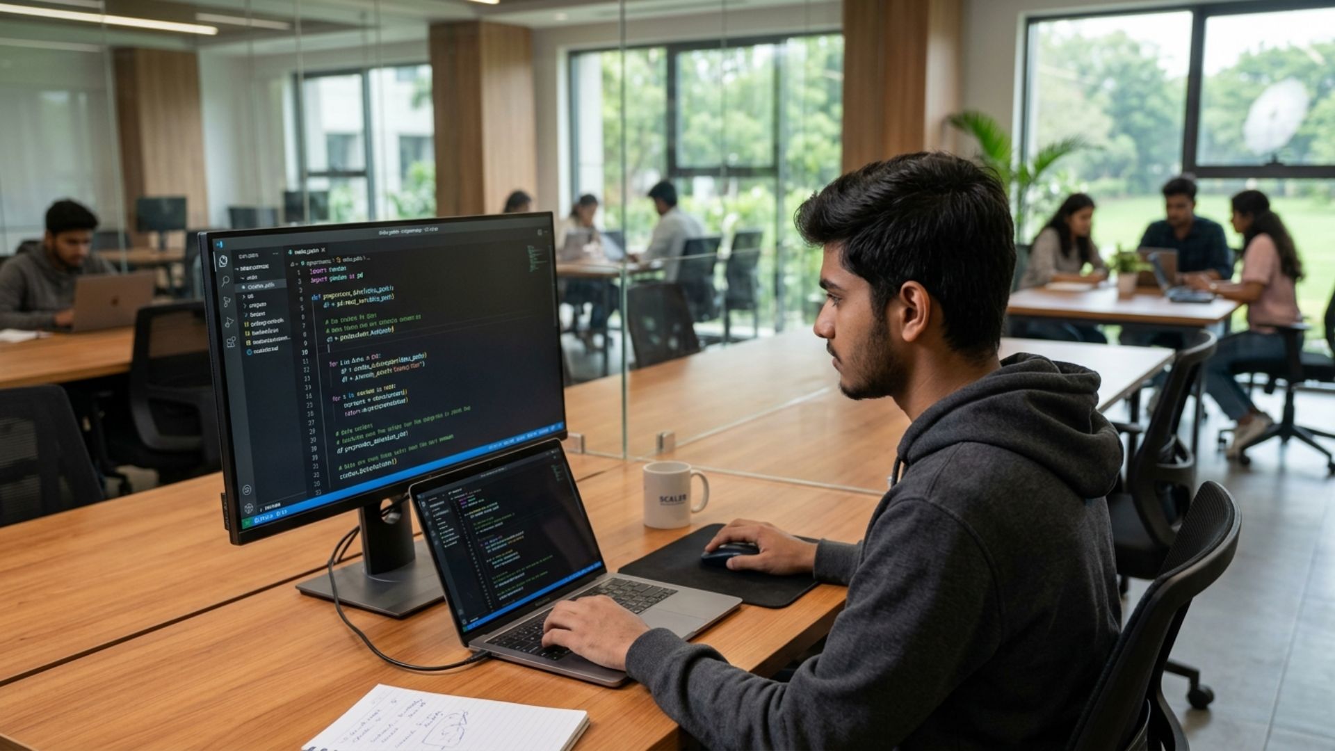 Student coding in a modern computer lab while exploring the future of software jobs in India