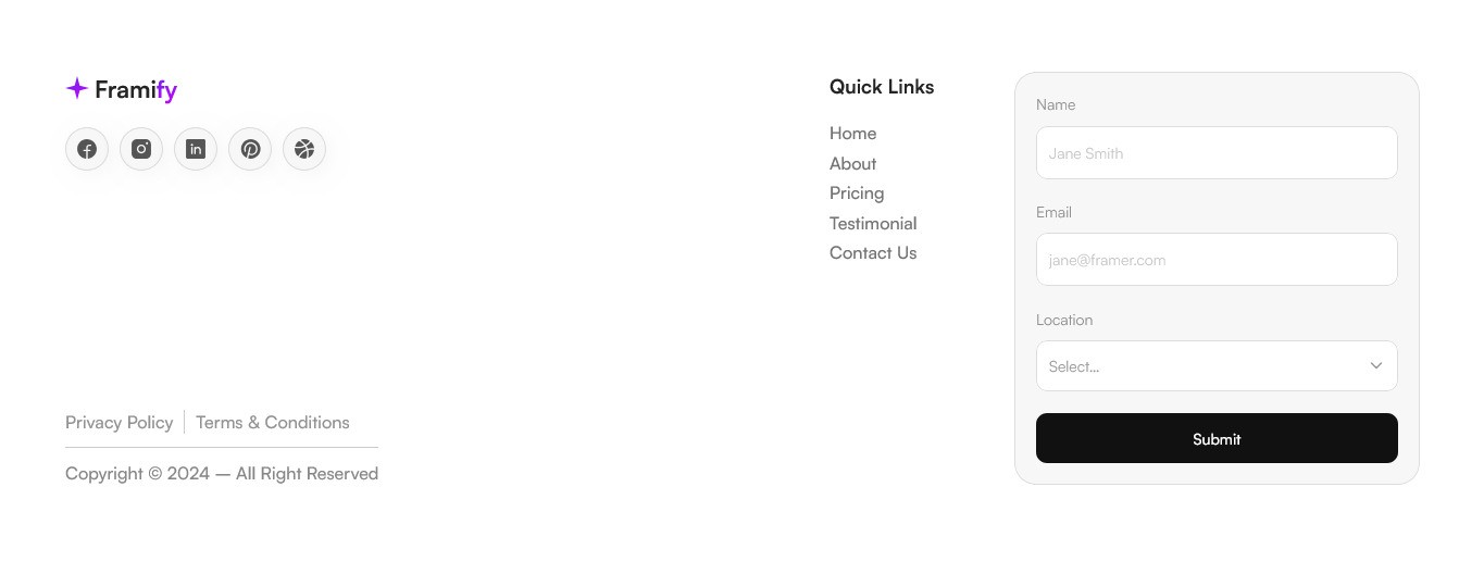 Framer Footer Section v24