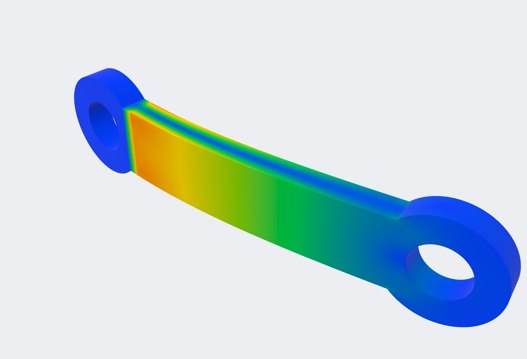 Robotic arm link von Mises stress, solved at 1 mm in aluminium 6061-T6 in Lattiform FEA Preview