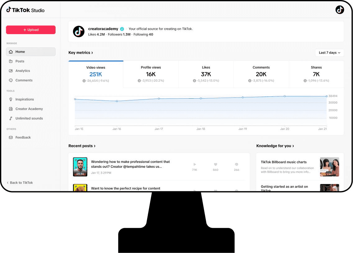 Tiktok Studio Insight Dashboard