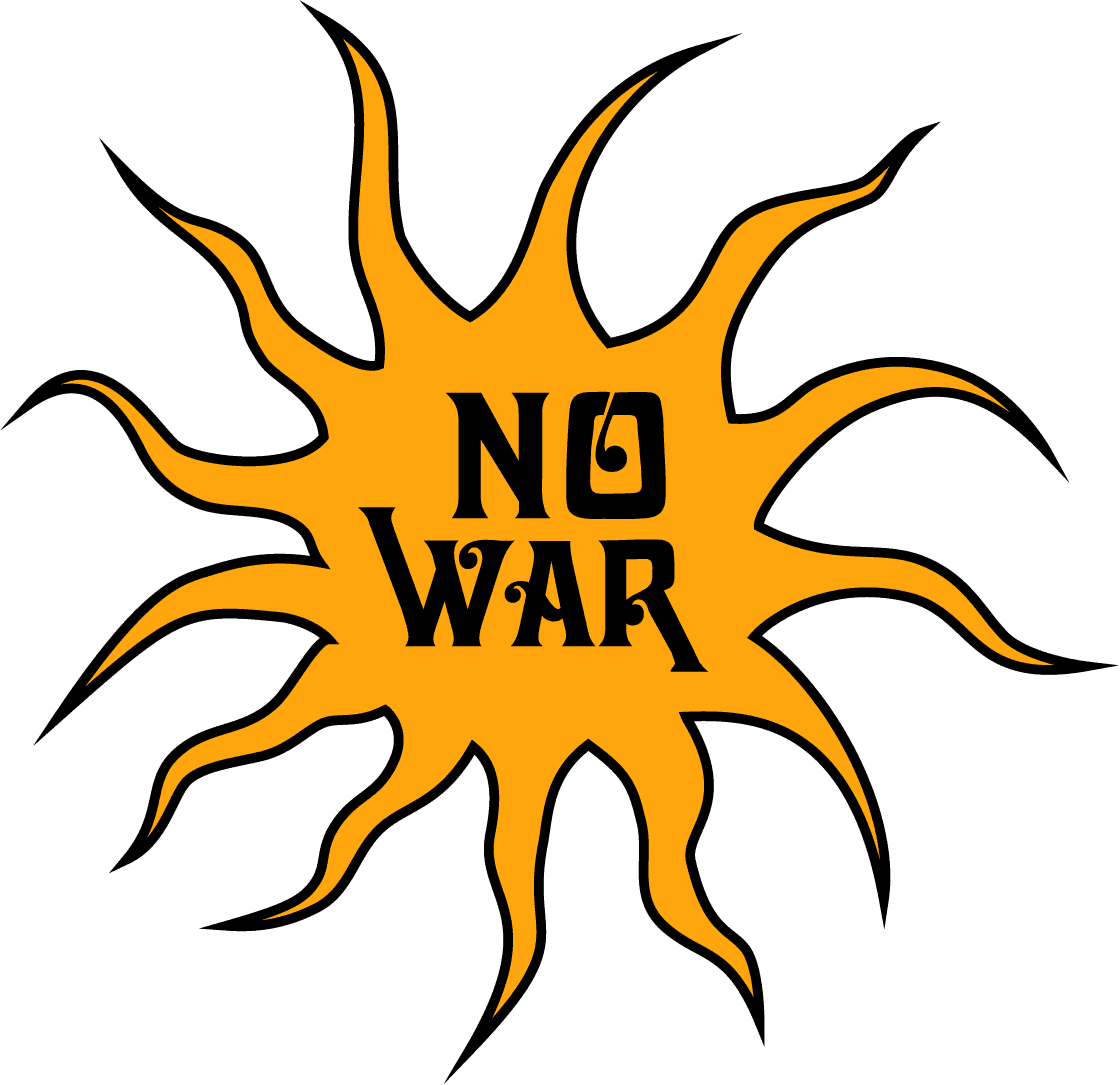 Logo No War, soleil effilé, lettrage