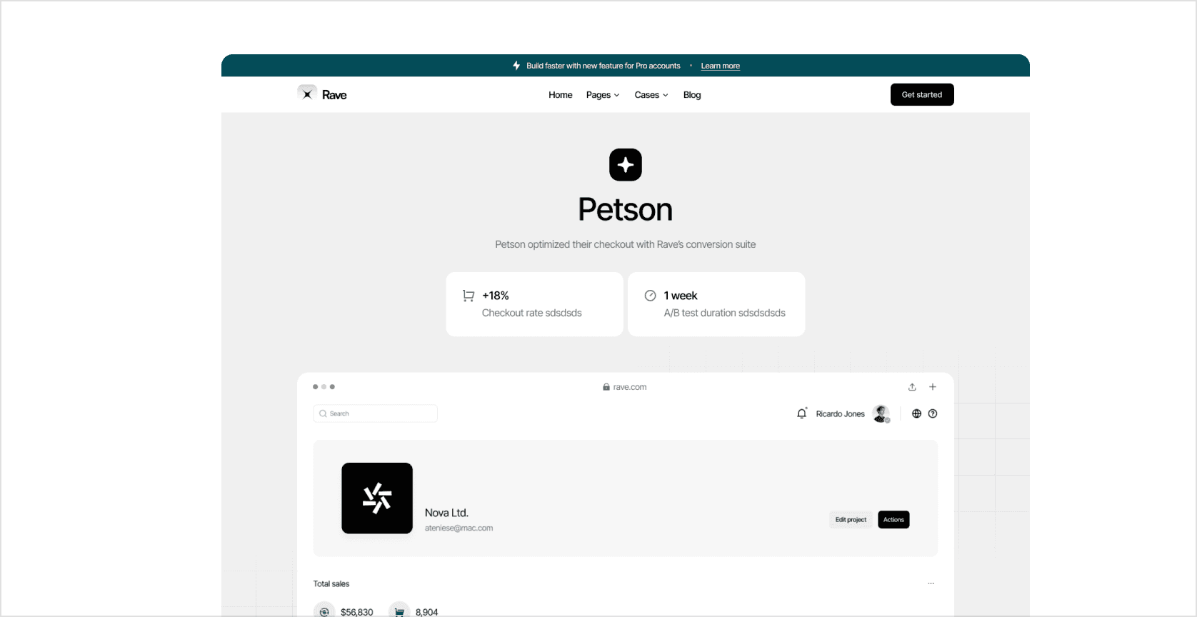 Case study page showing Petson project results