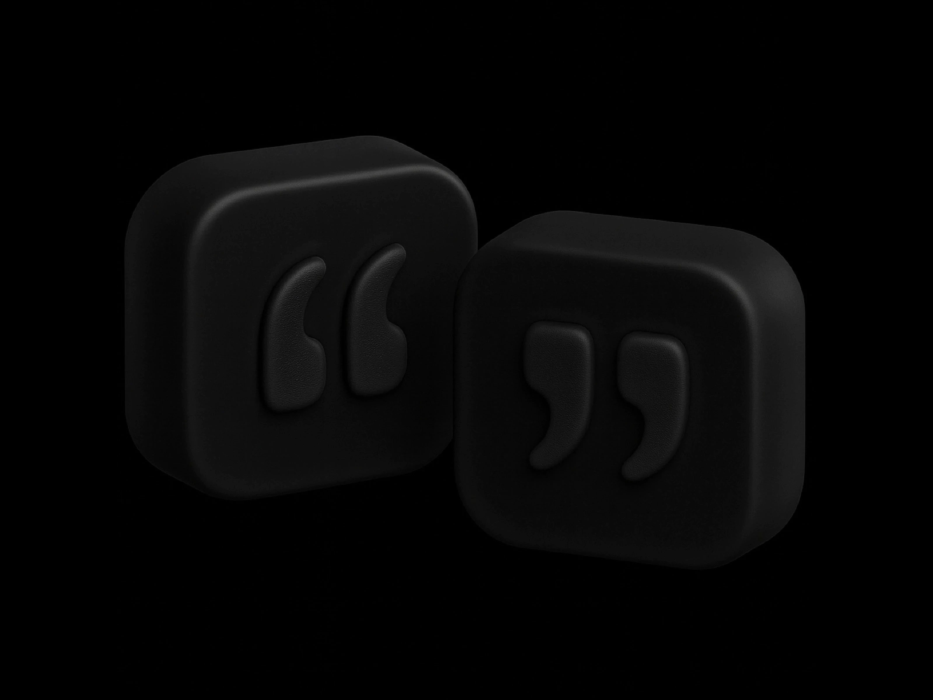 This thumbnail features black 3D blocks intersecting with a double quotation mark symbol, known as Smart Quotes.