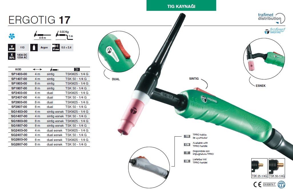 Trafimet Tig Torç ERGOTIG 17