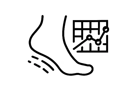 Icon representing data-led Footscan gait analysis and custom 3D-printed insole design for foot pain, plantar fasciitis, flat feet, high arches, and Morton's neuroma at Limitless Orthotics clinic, Leeds.