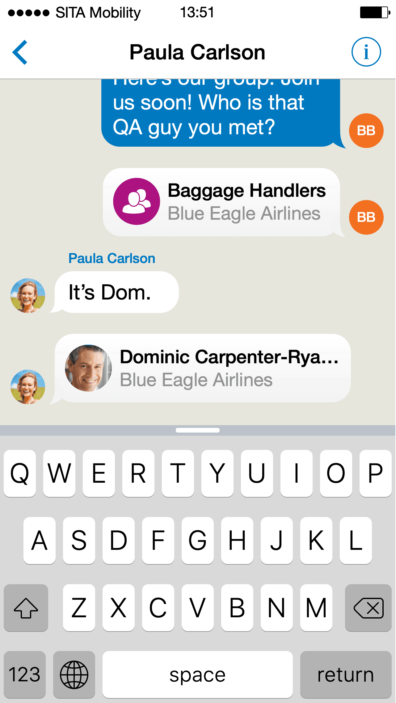 Screen example 1 of the collaboration app
