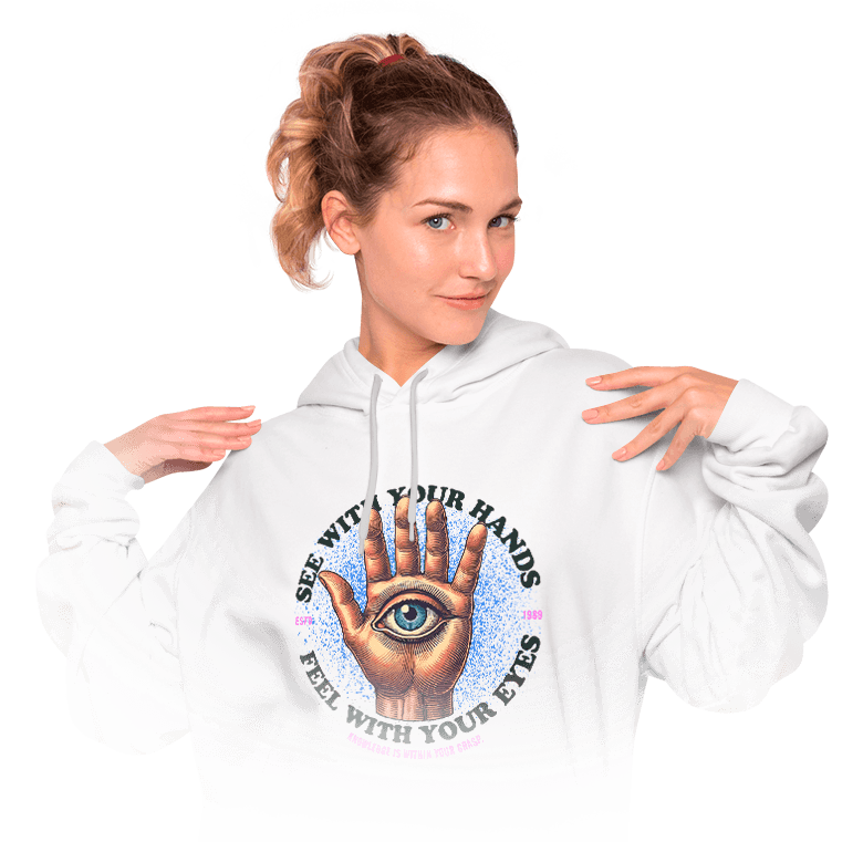 woman with hoodie design