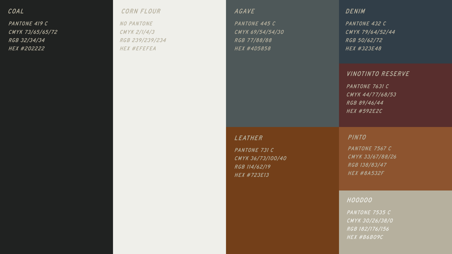 BertaBurritos brand colour palette featuring earthy, dusty tones inspired by Alberta and Venezuelan landscapes
