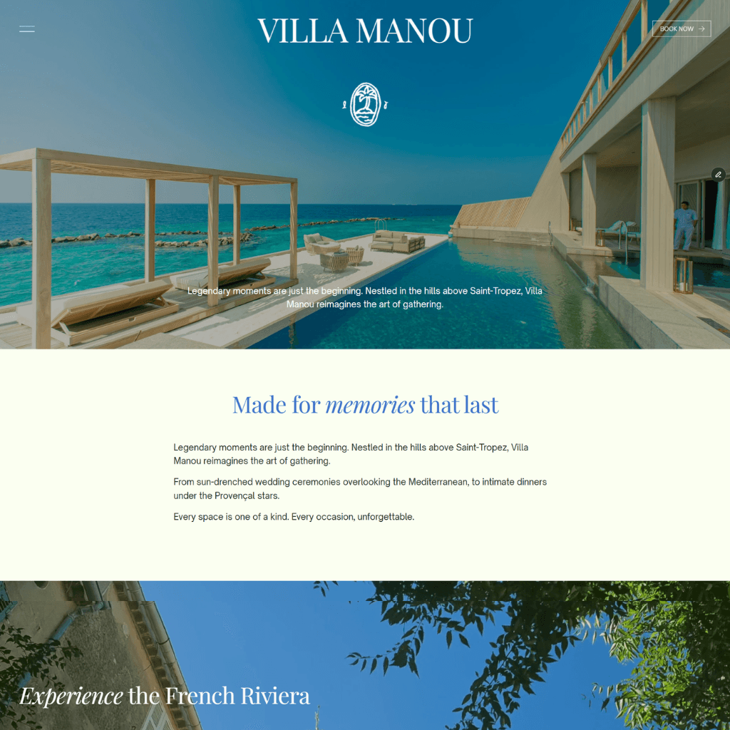 Villa Manou – site vitrine d'une villa de prestige sur la Côte d'Azur