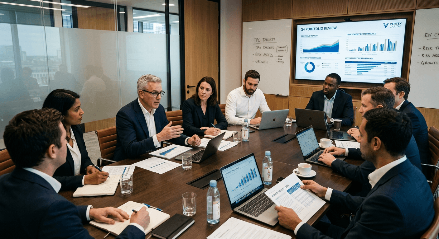 investments meeting in a closed room