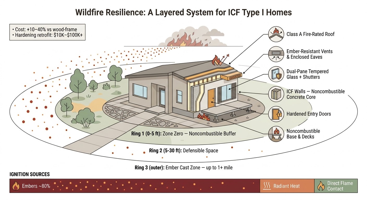 Wildfire Resilience: A Layered System for ICF Type I Homes