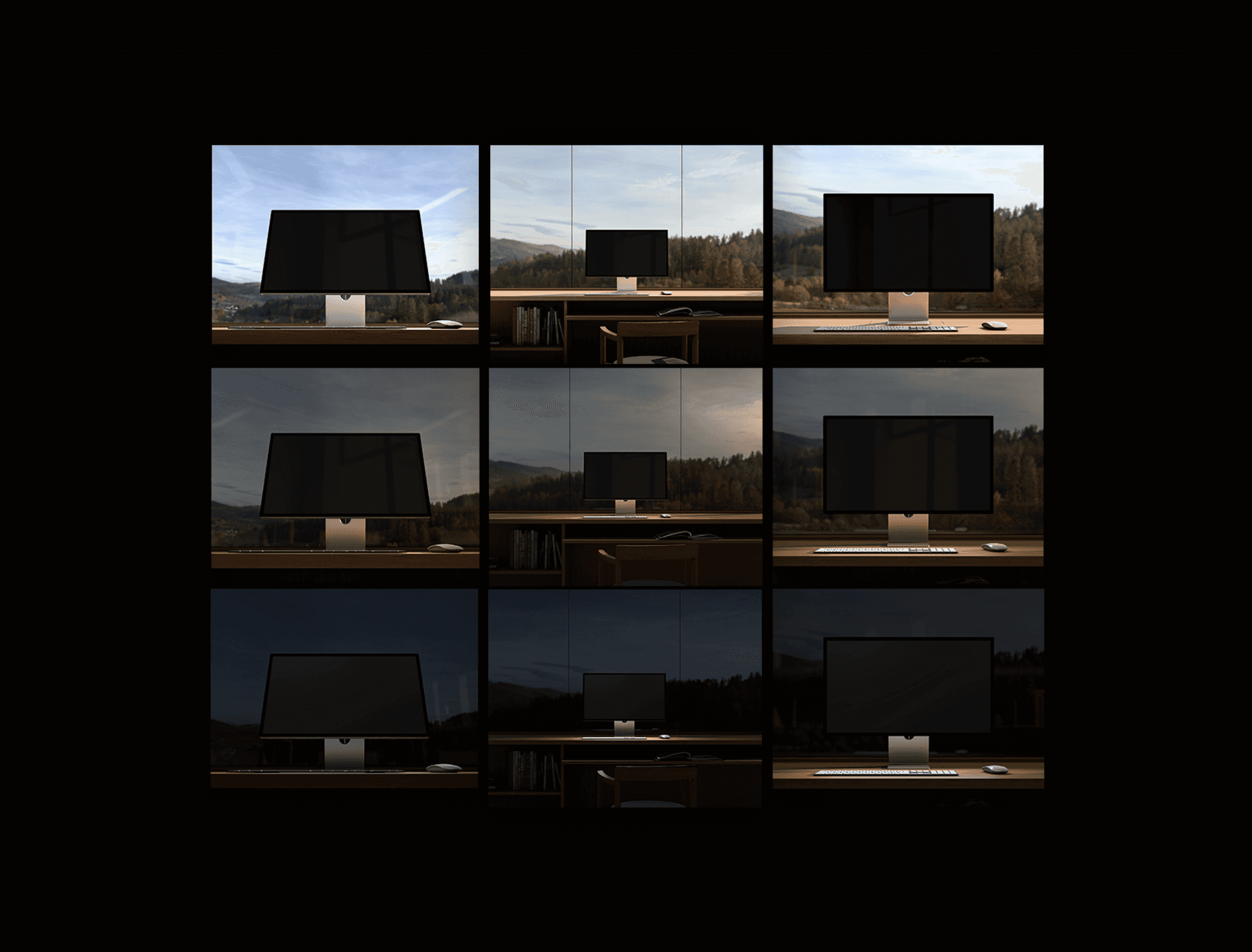 Willow collection showing desktop SaaS UI mockups across multiple interior lighting environments