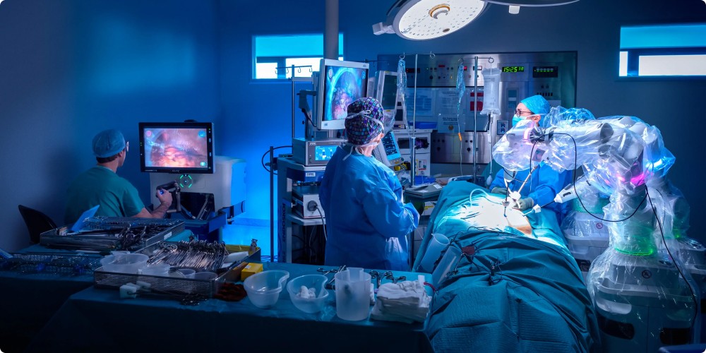 a robotic arm being used in surgery