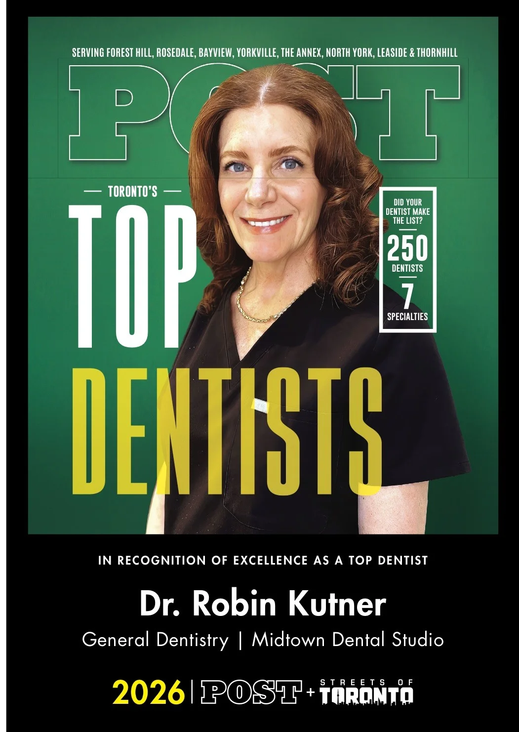 Toronto's TOP Dentist 2026 featuring Dr. Robin Kutner at Midtown Dental Studio on Eglinton in Midtown Toronto, Ontario | Best Dentist in Midtown Toronto, Ontario