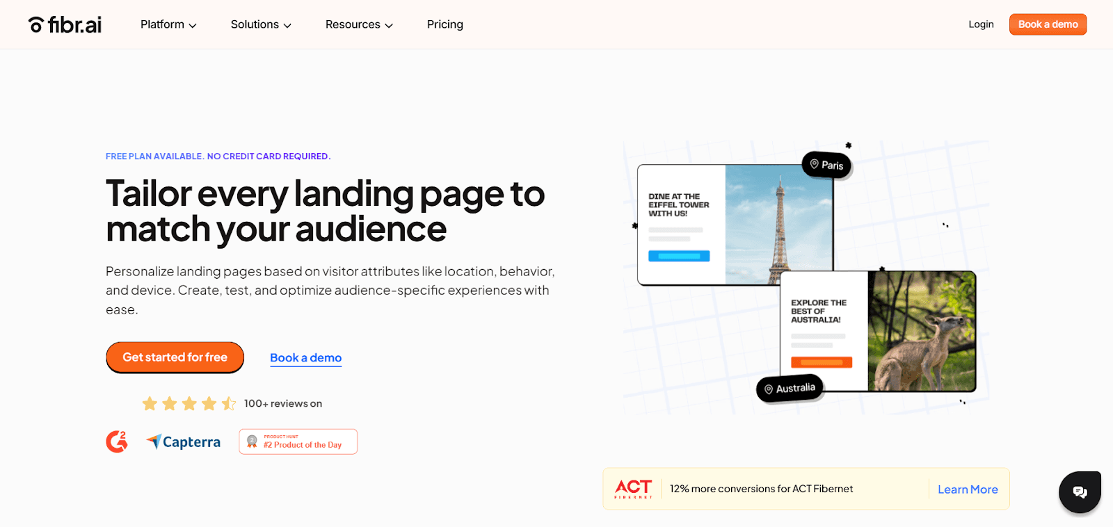 Fibr lets you personalize landing pages to match your audience