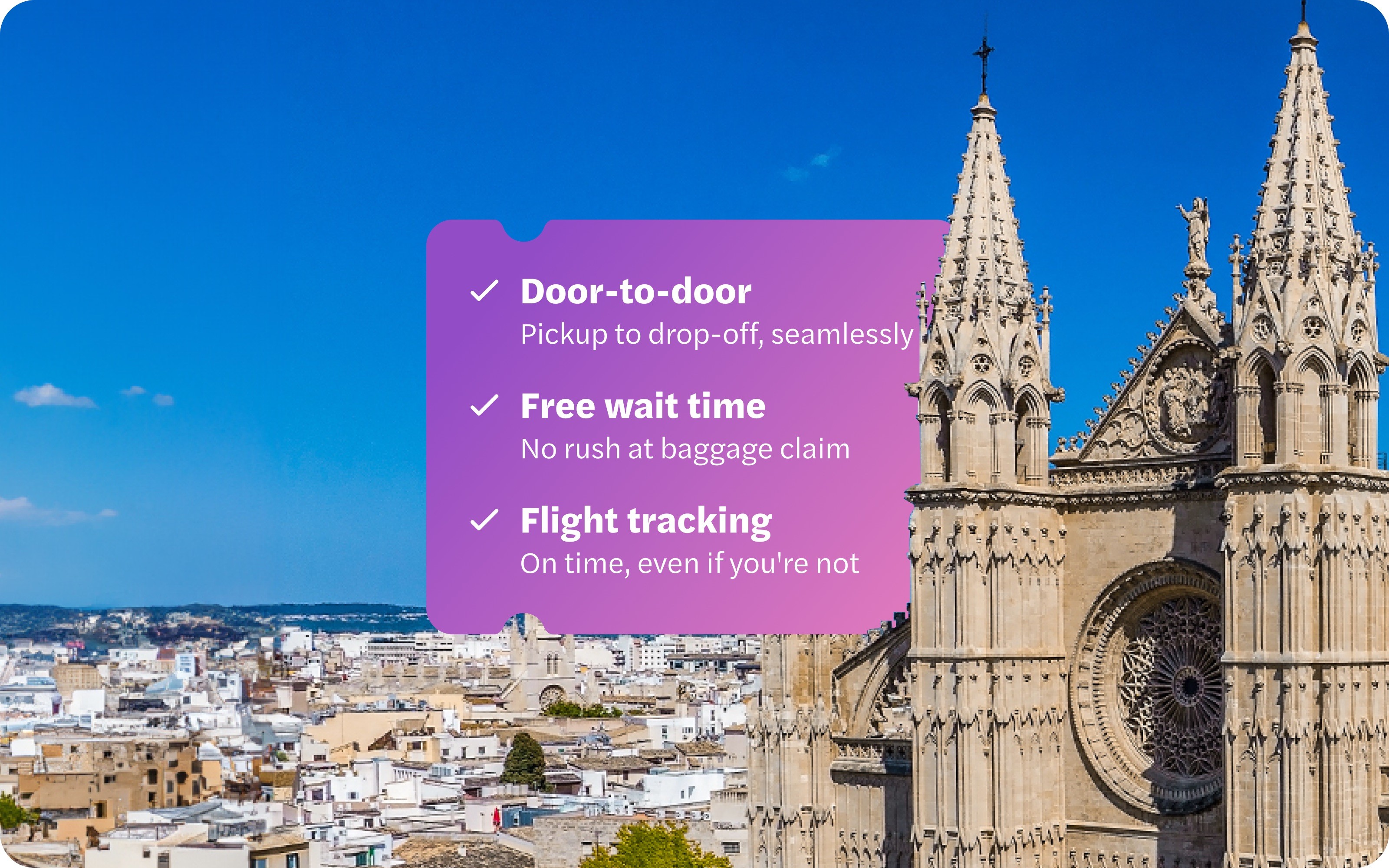Vista aérea de la Catedral de Mallorca con el paisaje urbano, Mallorca, España.