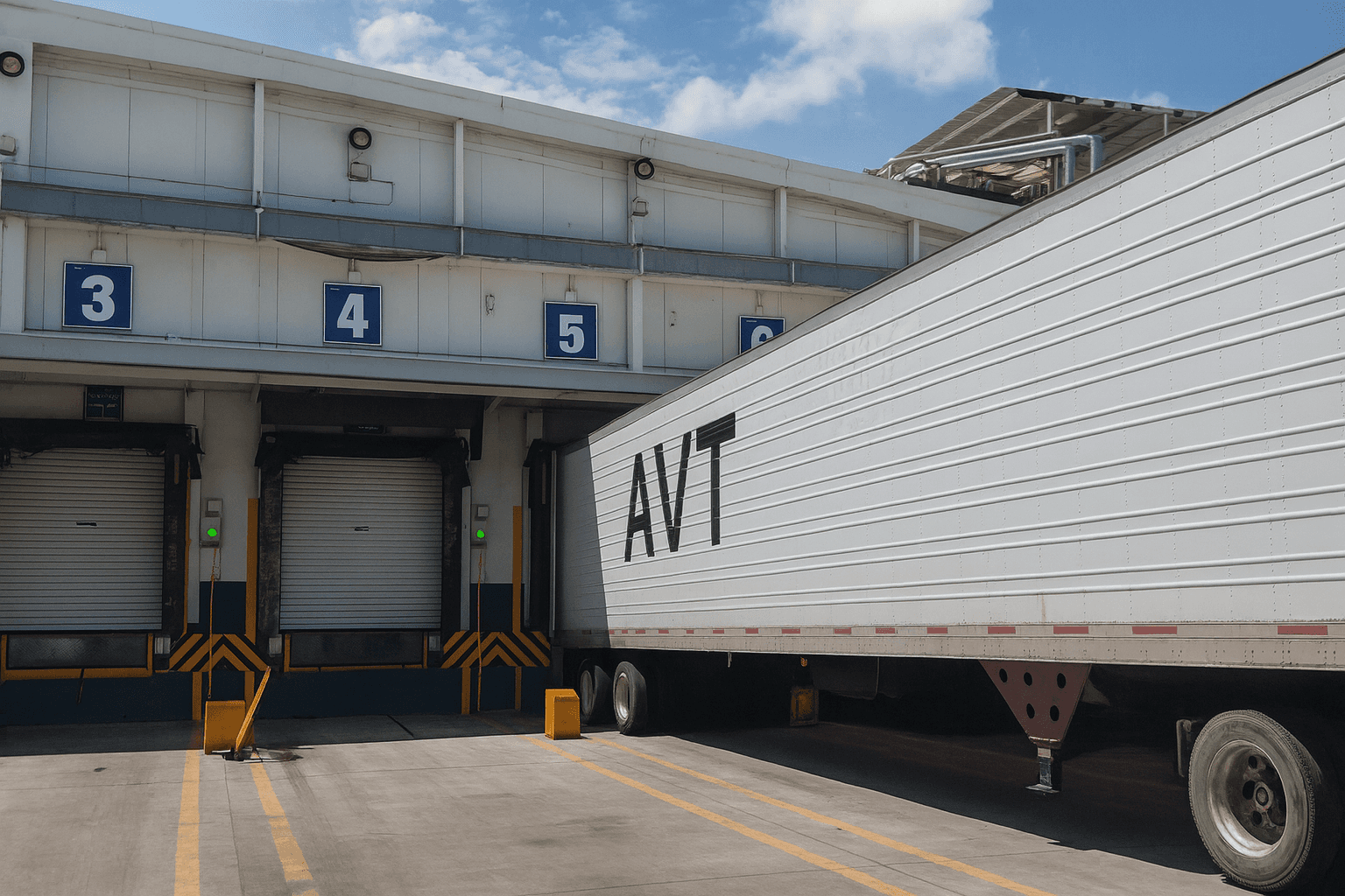 unidad de avt transportes en almacén recoletando productos