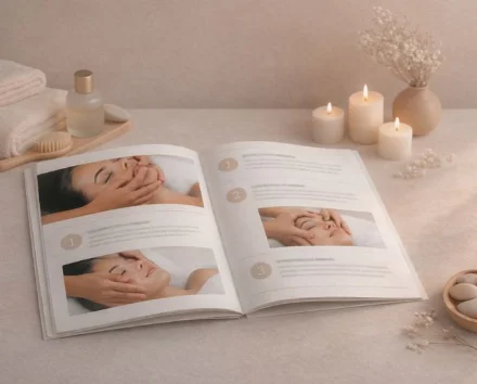 Skrypt szkoleniowy masażu twarzy z dokładną sekwencją technik krok po kroku