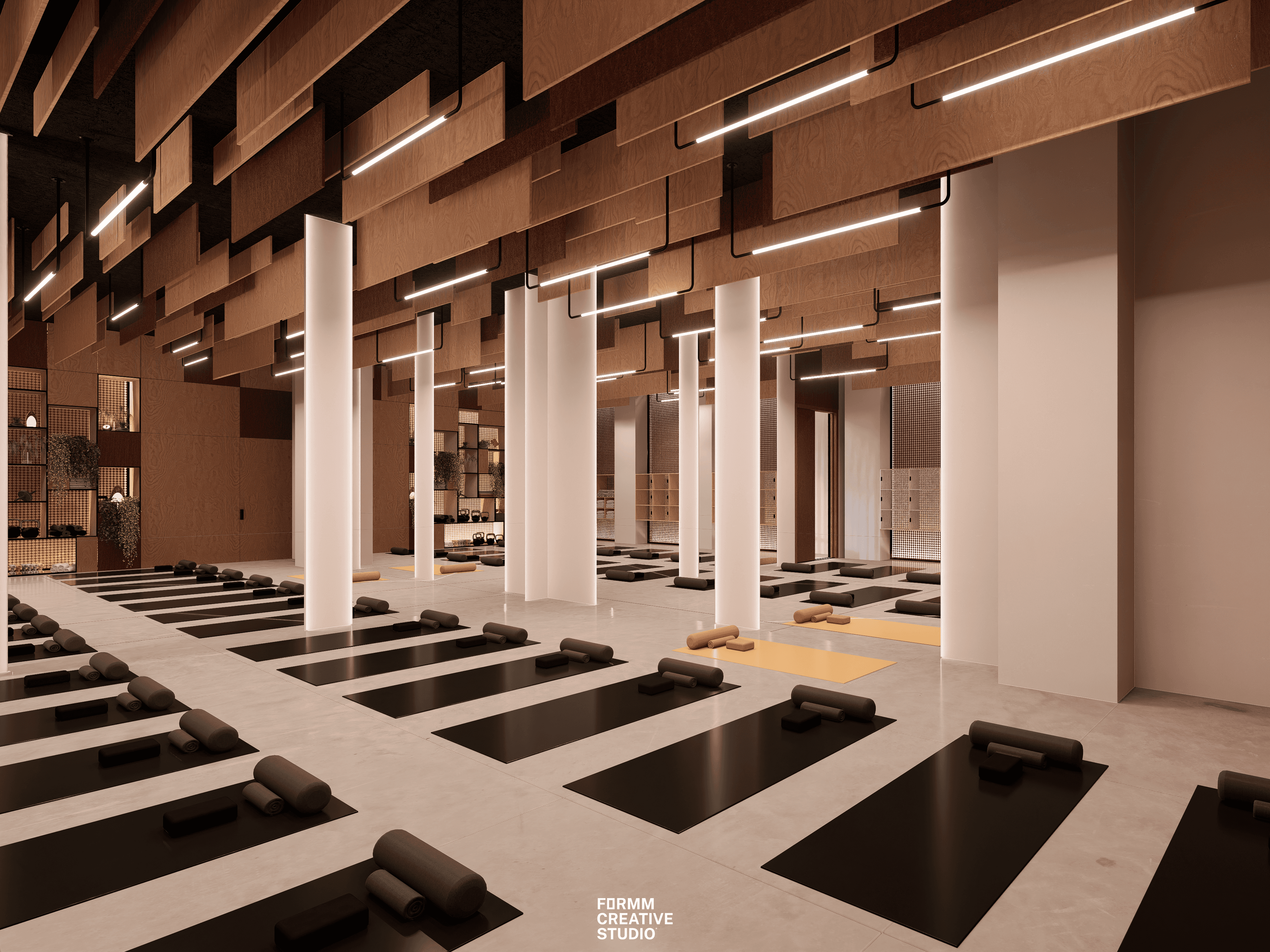 Beon Studio Fitness Mats and mirrors.