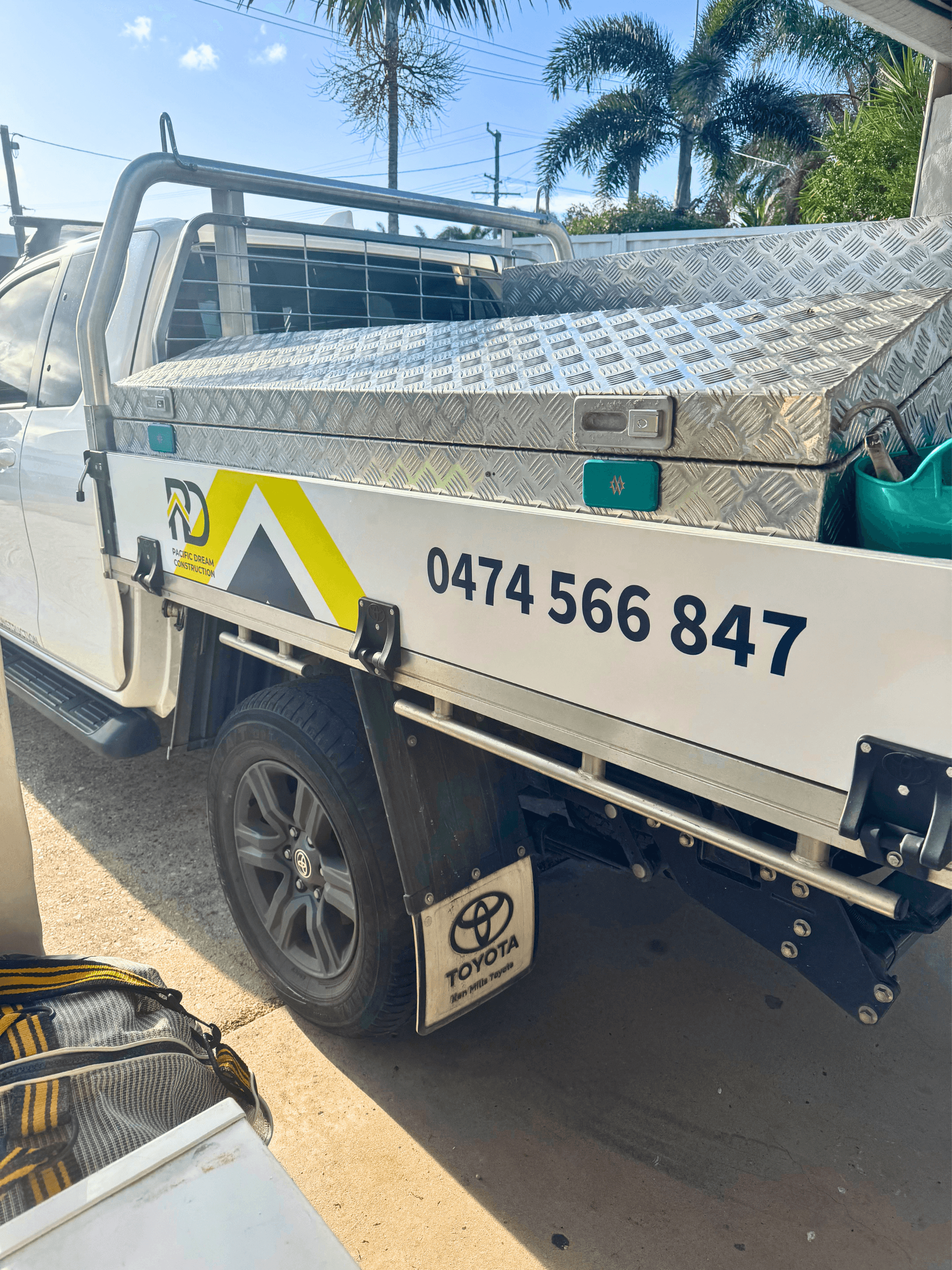Pacific Dream Construction work vehicle used for residential and commercial building projects.