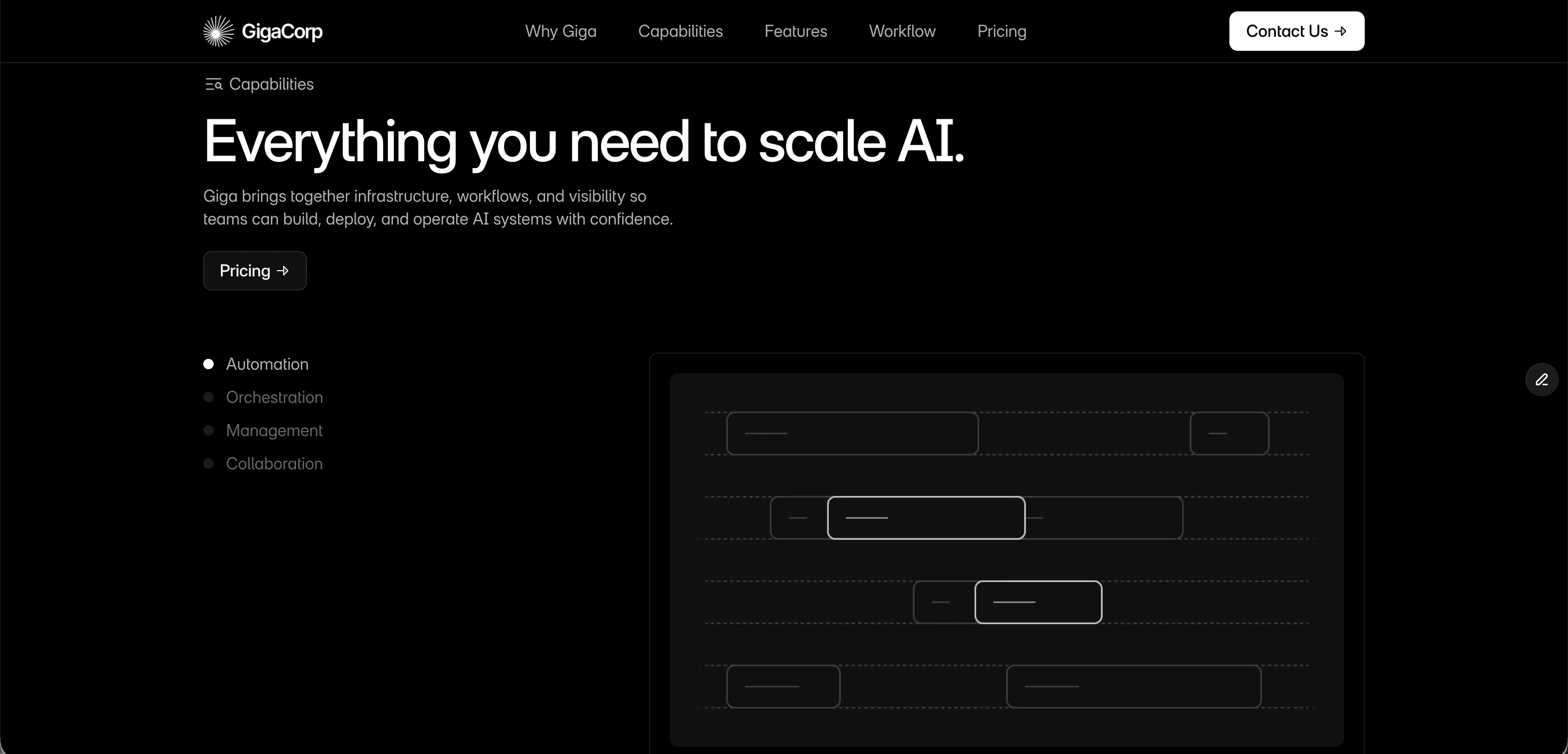 Giga Premium AI SaaS and Software Launch Framer Template Capabilites Section
