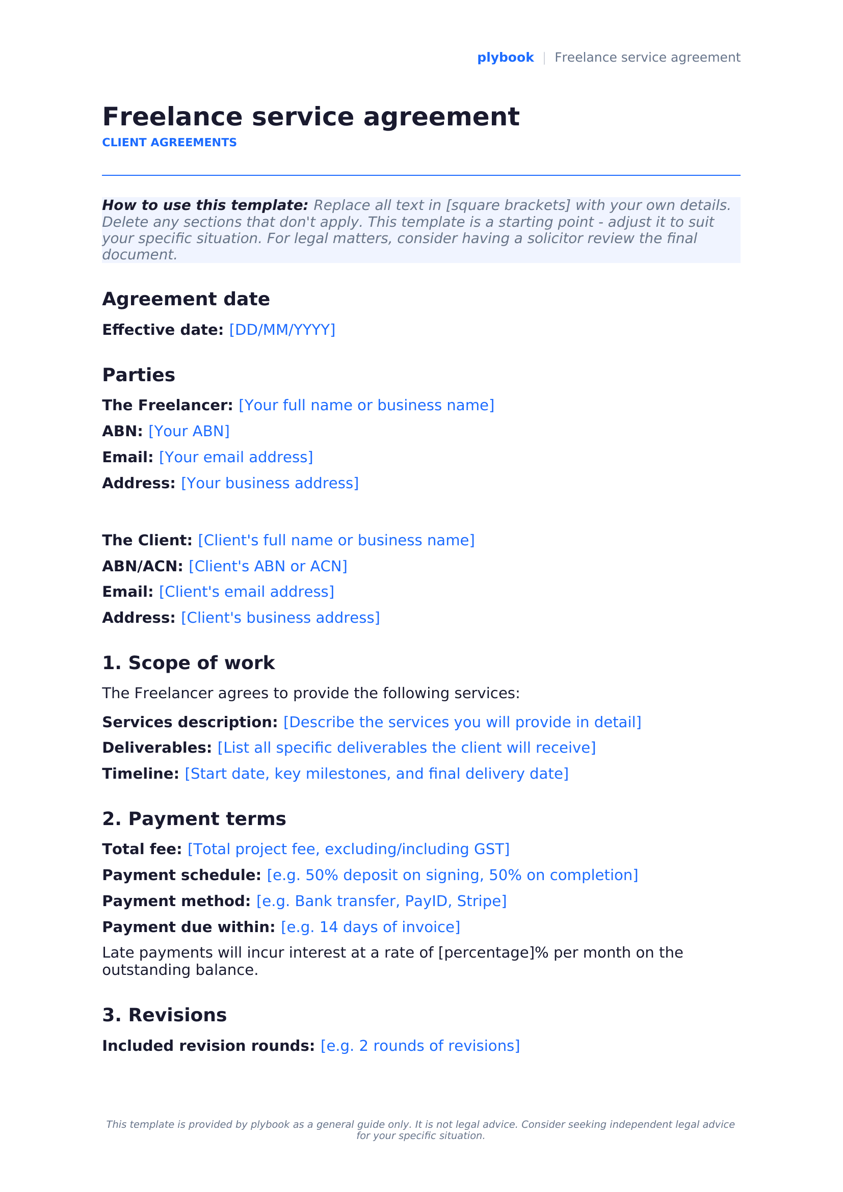 Freelance service agreement