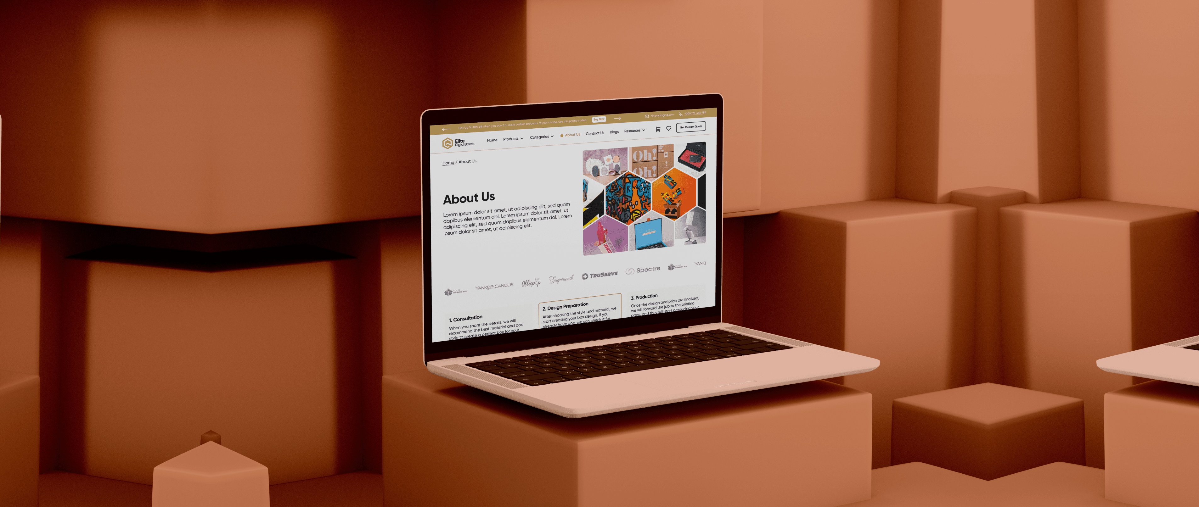 Elite Rigid Boxes – Luxury Packaging Website and Product UI Cover