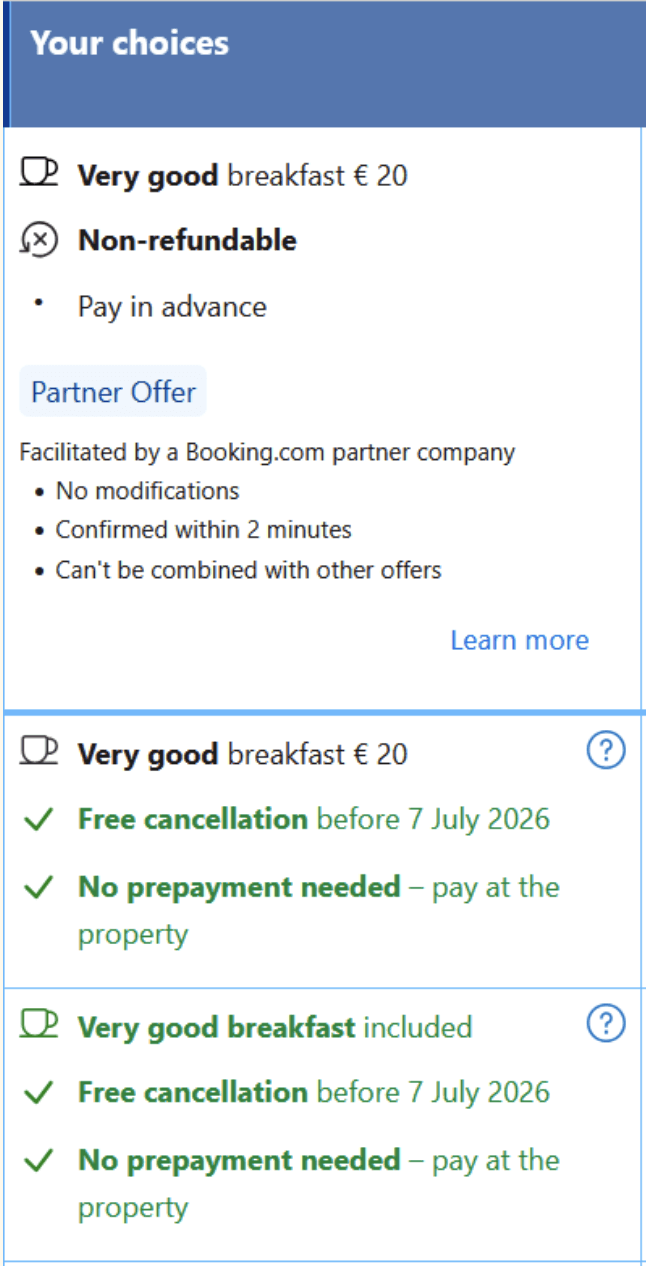 Example from Booking.com
