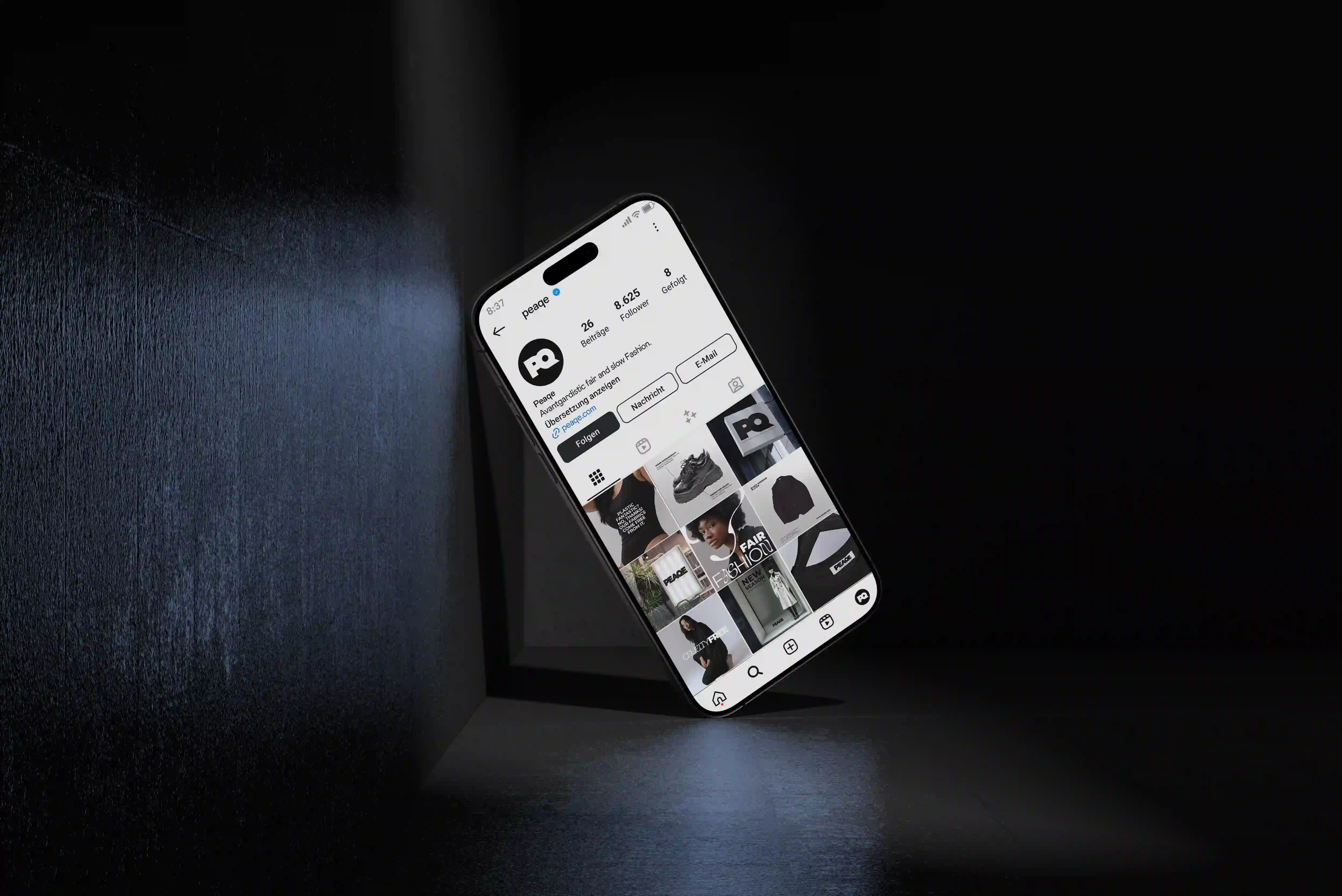 Futuristic instagram feed on smartphone