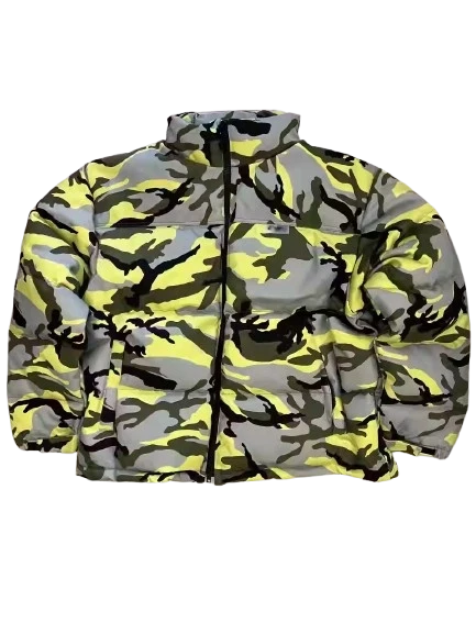 Vetements Neon Camo Logo Puffer Jacket