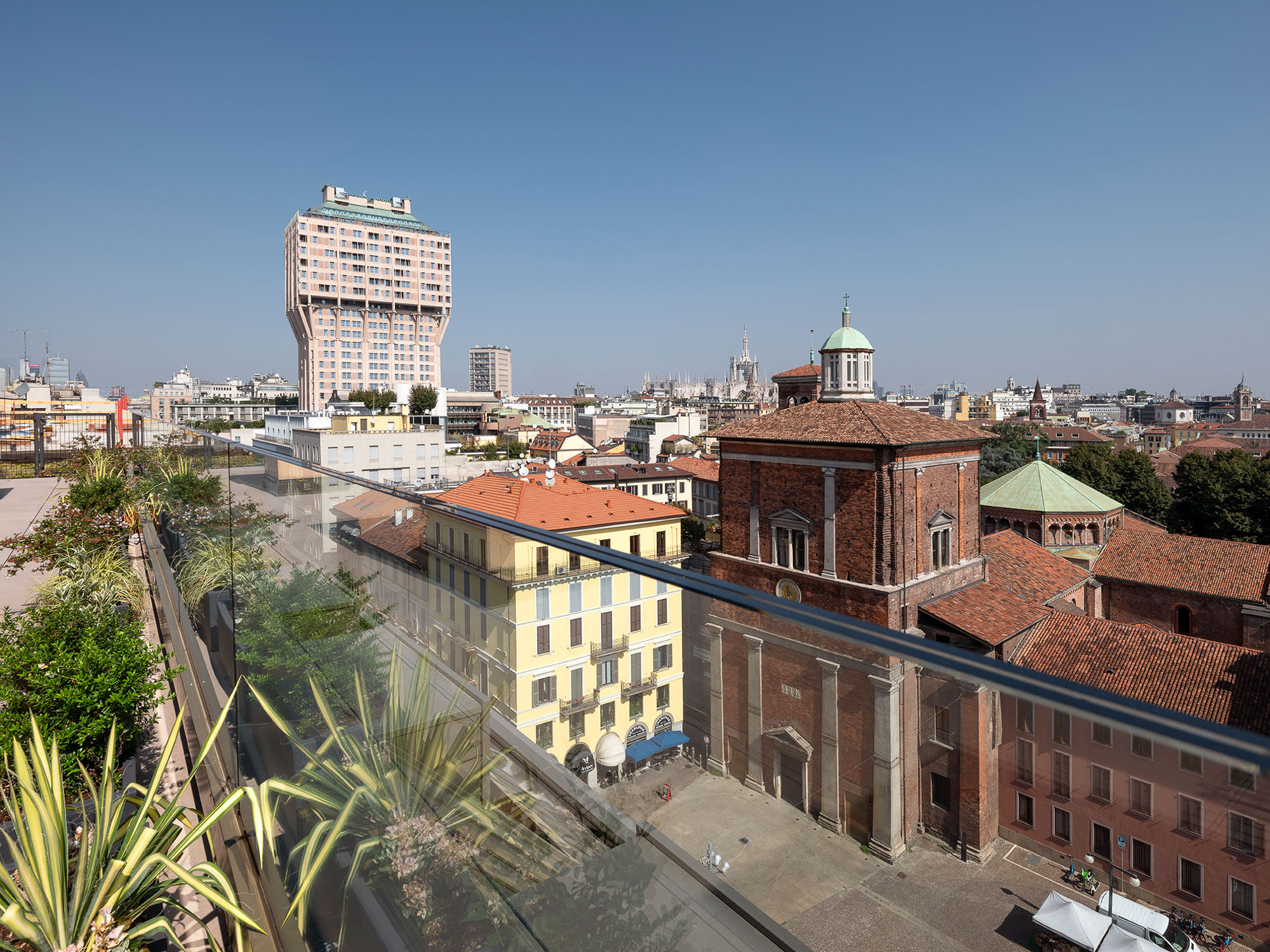 View to the Velasca tower from Sonder Buiding's roof