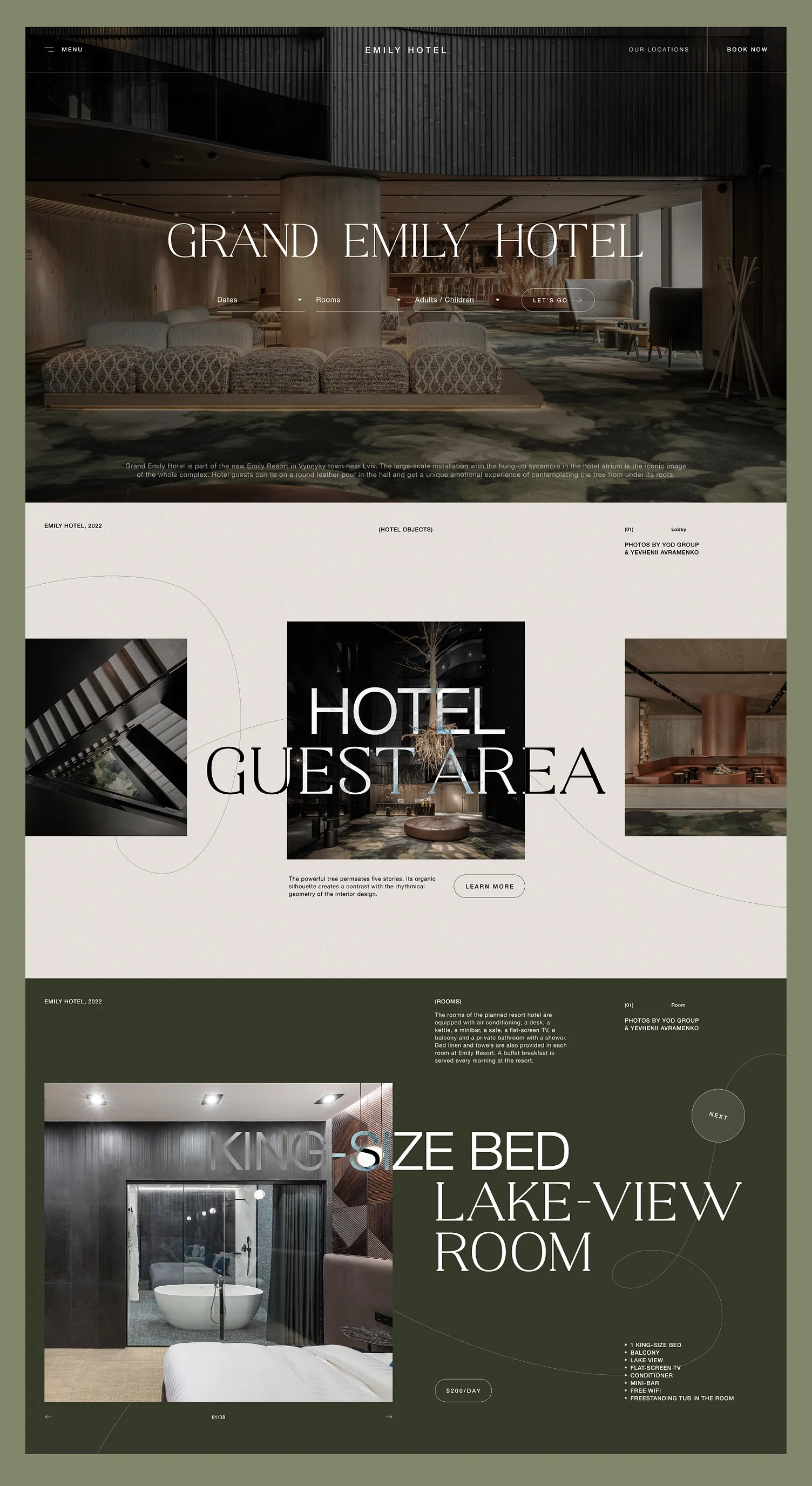 a walkthrough gif of the grand emily hotel website